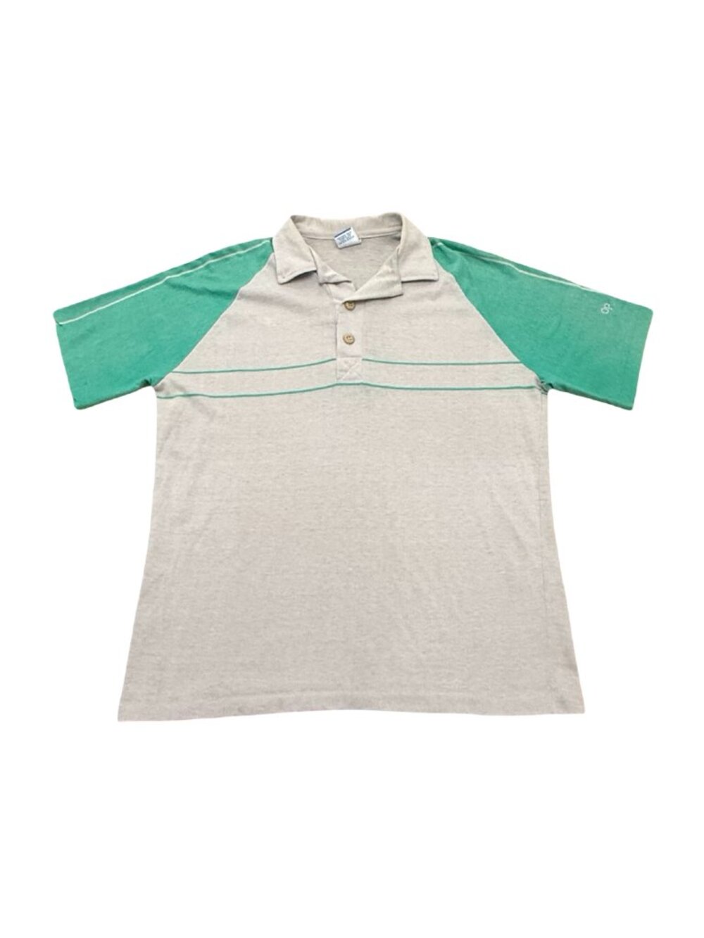 Vintage 1990s Ocean Pacific OP Single Stitch Polo Shirt Gray Green USA